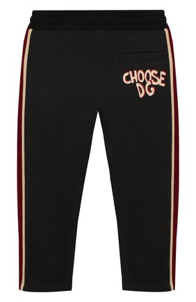 Детские хлопковые брюки DOLCE & GABBANA черного цвета по цене 10450 руб., арт. L4JPBB/G7WGN/2-6 | Фото 2 Детские хлопковые брюки DOLCE & GABBANA черного цвета, арт. L4JPBB/G7WGN/2-6 | Фото 2