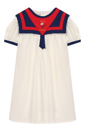 Женский хлопковое платье GUCCI белого цвета, арт. 596104/XWAHZ | Фото 1