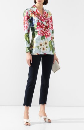 Женский шелковый жакет DOLCE & GABBANA голубого цвета по цене 180500 руб., арт. F5M10T/IS1AS | Фото 2 Женский шелковый жакет DOLCE & GABBANA голубого цвета, арт. F5M10T/IS1AS | Фото 2