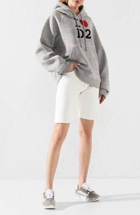 Женская хлопковое худи DSQUARED2 серого цвета по цене 48850 руб., арт. S75GU0275/S25148 | Фото 2 Женская хлопковое худи DSQUARED2 серого цвета, арт. S75GU0275/S25148 | Фото 2