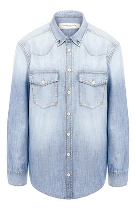 Женская джинсовая рубашка GOLDEN GOOSE DELUXE BRAND голубого цвета по цене 27950 руб., арт. G36WP0D3.A1 | Фото 1 Женская джинсовая рубашка GOLDEN GOOSE DELUXE BRAND голубого цвета, арт. G36WP0D3.A1 | Фото 1