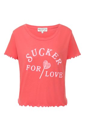 Женская хлопковая футболка WILDFOX красного цвета по цене 7490 руб., арт. WCJ2723L4 | Фото 1 Женская хлопковая футболка WILDFOX красного цвета, арт. WCJ2723L4 | Фото 1