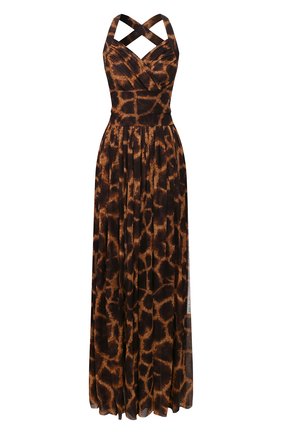 Женское шелковое платье DOLCE & GABBANA коричневого цвета по цене 299500 руб., арт. F6I1QT/IS1DZ | Фото 1 Женское шелковое платье DOLCE & GABBANA коричневого цвета, арт. F6I1QT/IS1DZ | Фото 1