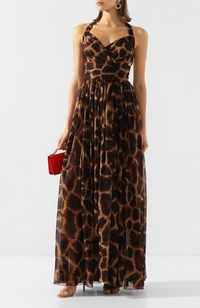 Женское шелковое платье DOLCE & GABBANA коричневого цвета по цене 299500 руб., арт. F6I1QT/IS1DZ | Фото 2 Женское шелковое платье DOLCE & GABBANA коричневого цвета, арт. F6I1QT/IS1DZ | Фото 2