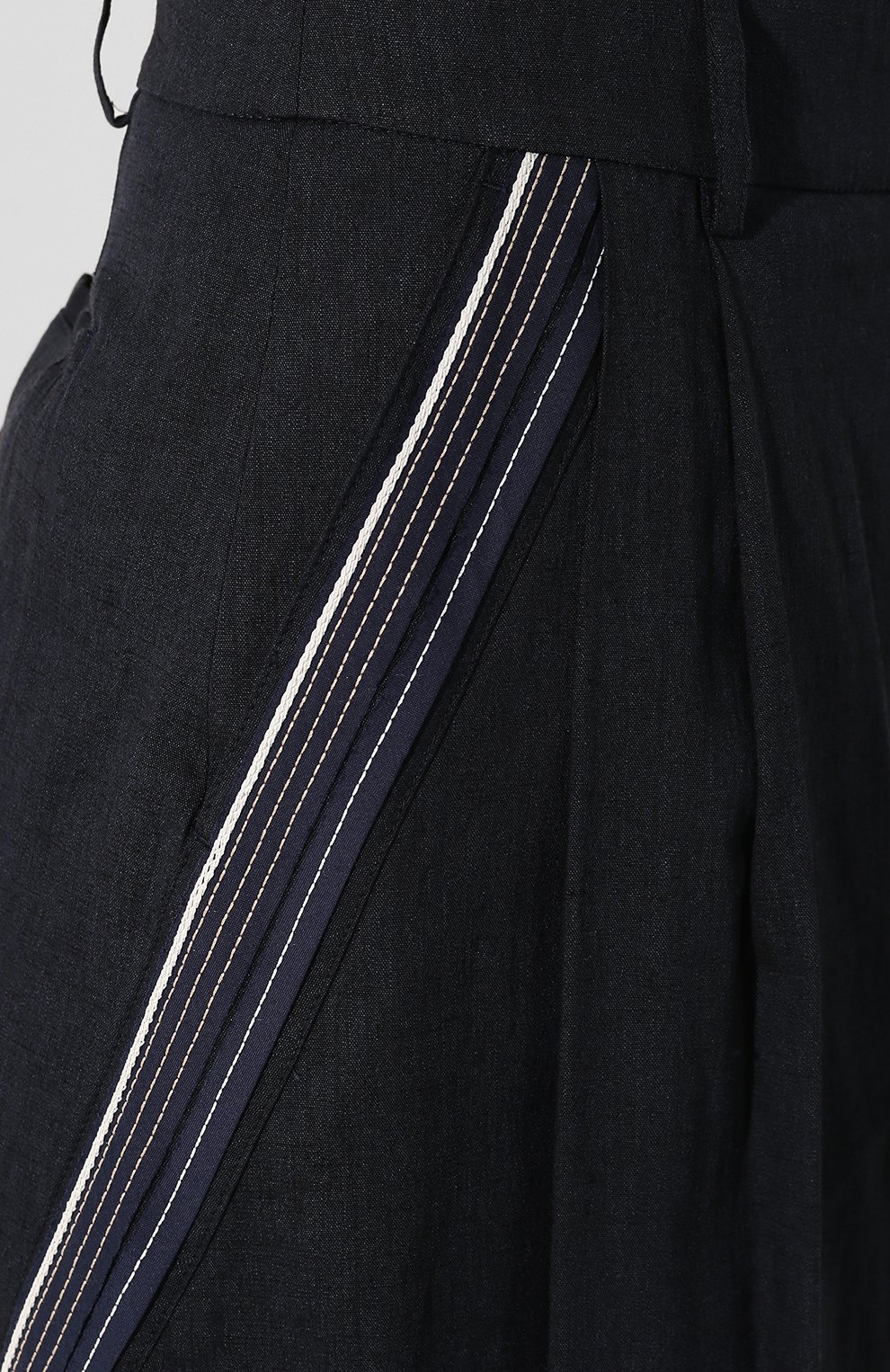 Женская брюки из смеси льна и вискозы LORENA ANTONIAZZI темно-синего цвета, арт. P2029PA078/3211 | Фото 5 (Женское Кросс-КТ: Юбка-одежда; Длина Ж (юбки, платья, шорты): Миди; Материал внешний: Лен; Статус проверки: Проверена категория)