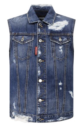 Мужской джинсовый жилет DSQUARED2 синего цвета по цене 33050 руб., арт. S74FB0251/S30309 | Фото 1 Мужской джинсовый жилет DSQUARED2 синего цвета, арт. S74FB0251/S30309 | Фото 1