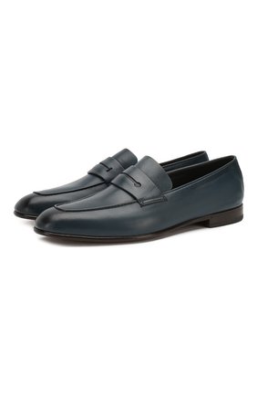 Мужские кожаные пенни-лоферы ERMENEGILDO ZEGNA синего цвета по цене 69950 руб., арт. A3014X-LHAFR | Фото 1 Мужские кожаные пенни-лоферы ERMENEGILDO ZEGNA синего цвета, арт. A3014X-LHAFR | Фото 1