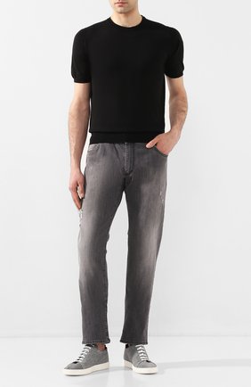 Мужские текстильные кеды KITON серого цвета по цене 45200 руб., арт. USSL0WN00659 | Фото 2 Мужские текстильные кеды KITON серого цвета, арт. USSL0WN00659 | Фото 2