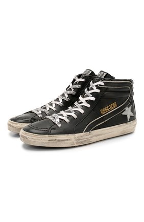Мужские кожаные кеды slide GOLDEN GOOSE DELUXE BRAND черного цвета по цене 31850 руб., арт. G36MS595.A92 | Фото 1 Мужские кожаные кеды slide GOLDEN GOOSE DELUXE BRAND черного цвета, арт. G36MS595.A92 | Фото 1