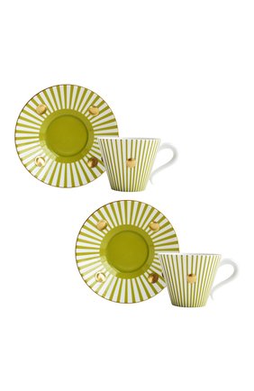 Набор из двух чашек с блюдцами BERNARDAUD зеленого цвета, арт. 1775/22967 | Фото 1 (Ограничения доставки: fragile-2)