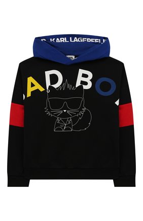 Детский хлопковое худи KARL LAGERFELD KIDS черного цвета по цене 9510 руб., арт. Z25232 | Фото 1 Детский хлопковое худи KARL LAGERFELD KIDS черного цвета, арт. Z25232 | Фото 1
