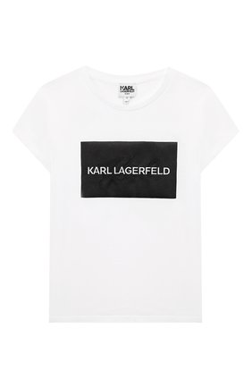 Детская хлопковая футболка KARL LAGERFELD KIDS белого цвета по цене 5440 руб., арт. Z15232 | Фото 1 Детская хлопковая футболка KARL LAGERFELD KIDS белого цвета, арт. Z15232 | Фото 1