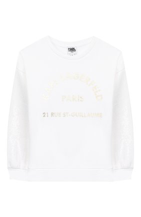 Детский хлопковый свитшот KARL LAGERFELD KIDS белого цвета по цене 13050 руб., арт. Z15236 | Фото 1 Детский хлопковый свитшот KARL LAGERFELD KIDS белого цвета, арт. Z15236 | Фото 1