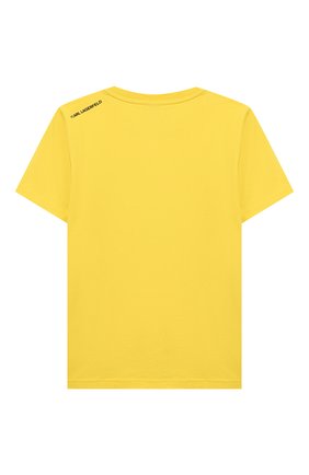 Детская хлопковая футболка KARL LAGERFELD KIDS желтого цвета по цене 4250 руб., арт. Z25218 | Фото 2 Детская хлопковая футболка KARL LAGERFELD KIDS желтого цвета, арт. Z25218 | Фото 2