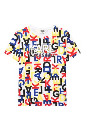 Детская хлопковая футболка KARL LAGERFELD KIDS разноцветного цвета по цене 5670 руб., арт. Z25223 | Фото 1 Детская хлопковая футболка KARL LAGERFELD KIDS разноцветного цвета, арт. Z25223 | Фото 1