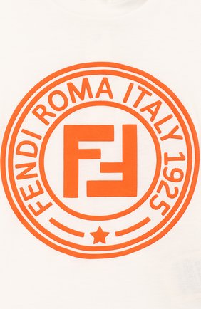 Детский хлопковая футболка FENDI белого цвета по цене 9950 руб., арт. BMI198/7AJ/12M-24M | Фото 3 Детский хлопковая футболка FENDI белого цвета, арт. BMI198/7AJ/12M-24M | Фото 3