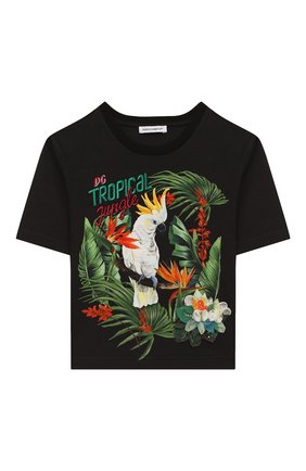 Детская хлопковая футболка DOLCE & GABBANA черного цвета по цене 21250 руб., арт. L5JTAZ/G7WQZ/2-6 | Фото 1 Детская хлопковая футболка DOLCE & GABBANA черного цвета, арт. L5JTAZ/G7WQZ/2-6 | Фото 1