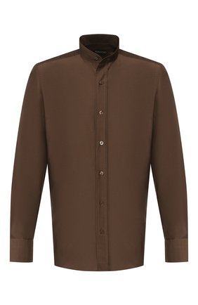 Мужская рубашка из смеси хлопка и шелка TOM FORD коричневого цвета по цене 88150 руб., арт. 7FT594/94WGNH | Фото 1 Мужская рубашка из смеси хлопка и шелка TOM FORD коричневого цвета, арт. 7FT594/94WGNH | Фото 1 (Рукава: Длинные; Длина (для топов): Стандартные; Материал внешний: Хлопок, Шелк; Случай: Повседневный; Воротник: Мандарин; Манжеты: На пуговицах; Мужское Кросс-КТ: Рубашка-одежда; Принт: Однотонные; Региональные ограничения белый список (Axapta Mercury): RU)