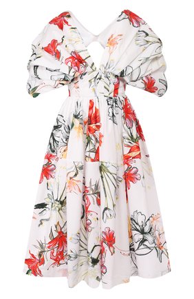 Женское хлопковое платье ALEXANDER MCQUEEN разноцветного цвета по цене 366000 руб., арт. 620672/QDAAL | Фото 1 Женское хлопковое платье ALEXANDER MCQUEEN разноцветного цвета, арт. 620672/QDAAL | Фото 1 (Рукава: Короткие; Материал подклада: Хлопок; Материал внешний: Хлопок; Длина Ж (юбки, платья, шорты): Миди, До колена; Случай: Коктейльный; Статус проверки: Проверена категория; Женское Кросс-КТ: Платье-одежда)