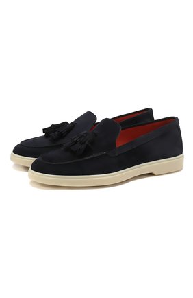 Женские замшевые лоферы SANTONI синего цвета по цене 31850 руб., арт. WUYA58744TISCPYLU60 | Фото 1 Женские замшевые лоферы SANTONI синего цвета, арт. WUYA58744TISCPYLU60 | Фото 1