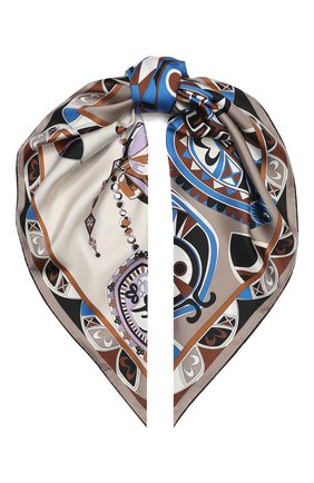 Женский шелковый платок EMILIO PUCCI коричневого цвета по цене 25750 руб., арт. 0HGB42/0HN42 | Фото 1 Женский шелковый платок EMILIO PUCCI коричневого цвета, арт. 0HGB42/0HN42 | Фото 1