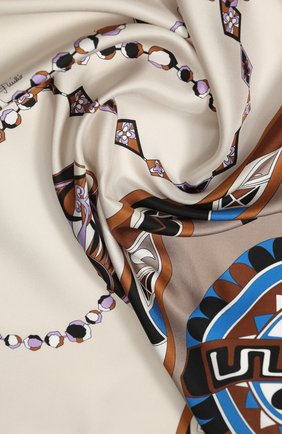 Женский шелковый платок EMILIO PUCCI коричневого цвета по цене 25750 руб., арт. 0HGB42/0HN42 | Фото 2 Женский шелковый платок EMILIO PUCCI коричневого цвета, арт. 0HGB42/0HN42 | Фото 2