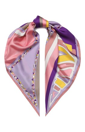 Женский шелковый платок EMILIO PUCCI фиолетового цвета по цене 25750 руб., арт. 0HGB52/0HC52 | Фото 1 Женский шелковый платок EMILIO PUCCI фиолетового цвета, арт. 0HGB52/0HC52 | Фото 1