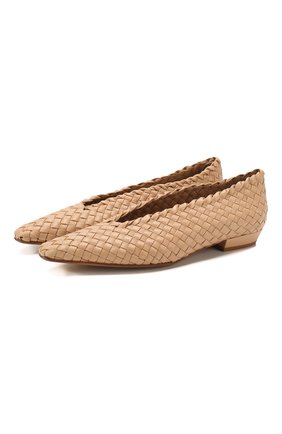 Женские кожаные балетки BOTTEGA VENETA бежевого цвета по цене 69950 руб., арт. 608875/VBSN0 | Фото 1 Женские кожаные балетки BOTTEGA VENETA бежевого цвета, арт. 608875/VBSN0 | Фото 1
