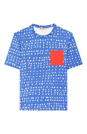 Детская хлопковая футболка MARNI синего цвета по цене 6770 руб., арт. M002MY-M00HX | Фото 1 Детская хлопковая футболка MARNI синего цвета, арт. M002MY-M00HX | Фото 1