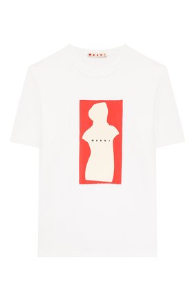 Детская хлопковая футболка MARNI белого цвета по цене 6770 руб., арт. M002MT-M00C7 | Фото 1 Детская хлопковая футболка MARNI белого цвета, арт. M002MT-M00C7 | Фото 1