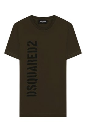 Детская хлопковая футболка DSQUARED2 хаки цвета по цене 6620 руб., арт. DQ03W6-D00W5 | Фото 1 Детская хлопковая футболка DSQUARED2 хаки цвета, арт. DQ03W6-D00W5 | Фото 1