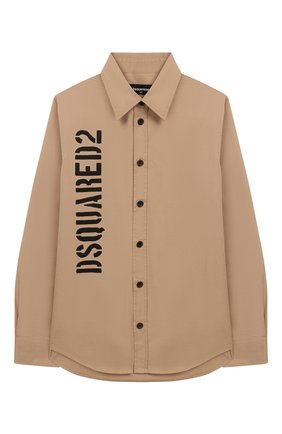 Детская хлопковая рубашка DSQUARED2 бежевого цвета по цене 11600 руб., арт. DQ03W0-D00WX | Фото 1 Детская хлопковая рубашка DSQUARED2 бежевого цвета, арт. DQ03W0-D00WX | Фото 1