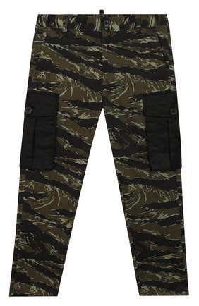 Детские хлопковые брюки DSQUARED2 хаки цвета по цене 14900 руб., арт. DQ03VJ-D00WS | Фото 1 Детские хлопковые брюки DSQUARED2 хаки цвета, арт. DQ03VJ-D00WS | Фото 1