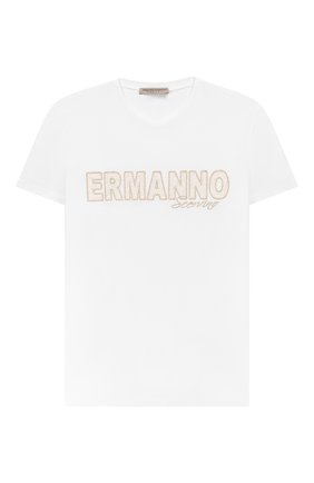 Детская хлопковая футболка ERMANNO SCERVINO белого цвета по цене 6995 руб., арт. 46I TS05 JEA/4-8 | Фото 1 Детская хлопковая футболка ERMANNO SCERVINO белого цвета, арт. 46I TS05 JEA/4-8 | Фото 1
