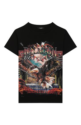 Детская хлопковая футболка BALMAIN черного цвета по цене 14850 руб., арт. 6M8561/MX500/12-16 | Фото 1 Детская хлопковая футболка BALMAIN черного цвета, арт. 6M8561/MX500/12-16 | Фото 1