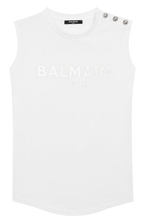 Детская хлопковая майка BALMAIN белого цвета по цене 13150 руб., арт. 6M8042/MX030/12-16 | Фото 1 Детская хлопковая майка BALMAIN белого цвета, арт. 6M8042/MX030/12-16 | Фото 1