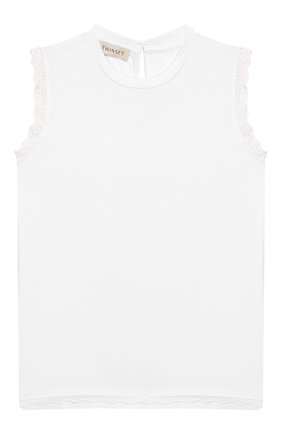 Детский хлопковый топ TWINSET белого цвета по цене 4750 руб., арт. 201GJ2231/12A-16A | Фото 1 Детский хлопковый топ TWINSET белого цвета, арт. 201GJ2231/12A-16A | Фото 1
