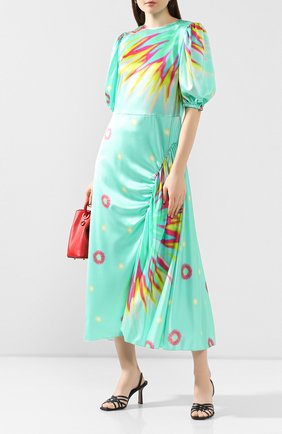 Женское шелковое платье POUSTOVIT зеленого цвета по цене 53730 руб., арт. ss20P-5270 | Фото 2 Женское шелковое платье POUSTOVIT зеленого цвета, арт. ss20P-5270 | Фото 2
