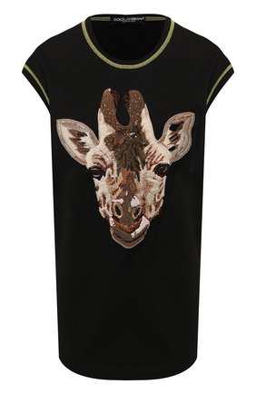 Женская хлопковая футболка DOLCE & GABBANA черного цвета по цене 87000 руб., арт. F8L34Z/G7WNU | Фото 1 Женская хлопковая футболка DOLCE & GABBANA черного цвета, арт. F8L34Z/G7WNU | Фото 1