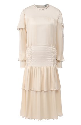 Женское шелковое платье LANVIN кремвого цвета по цене 173500 руб., арт. RW-DR200K-4324-P20 | Фото 1 Женское шелковое платье LANVIN кремвого цвета, арт. RW-DR200K-4324-P20 | Фото 1