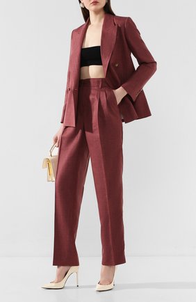 Женские брюки CASASOLA бордового цвета по цене 59950 руб., арт. TRS-D-J0BIM/W00L-SILK-LINEN | Фото 2 Женские брюки CASASOLA бордового цвета, арт. TRS-D-J0BIM/W00L-SILK-LINEN | Фото 2