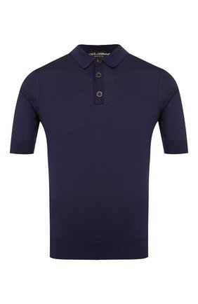 Мужское шелковое поло DOLCE & GABBANA темно-синего цвета по цене 43650 руб., арт. GX828T/JASJW | Фото 1 Мужское шелковое поло DOLCE & GABBANA темно-синего цвета, арт. GX828T/JASJW | Фото 1