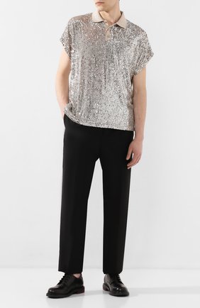 Мужское поло с пайетками SAINT LAURENT серебряного цвета по цене 43350 руб., арт. 601538/YB0K2 | Фото 2 Мужское поло с пайетками SAINT LAURENT серебряного цвета, арт. 601538/YB0K2 | Фото 2