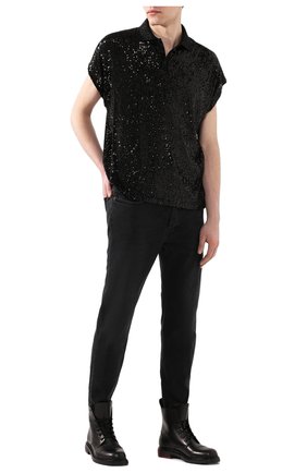 Мужское поло с пайетками SAINT LAURENT черного цвета по цене 43350 руб., арт. 601538/YB0K2 | Фото 2 Мужское поло с пайетками SAINT LAURENT черного цвета, арт. 601538/YB0K2 | Фото 2