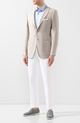 Мужские замшевые лоферы summer walk LORO PIANA светло-серого цвета по цене 58550 руб., арт. FAE8124 | Фото 2 Мужские замшевые лоферы summer walk LORO PIANA светло-серого цвета, арт. FAE8124 | Фото 2