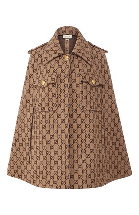 Женская шерстяное пончо GUCCI коричневого цвета по цене 196200 руб., арт. 610488/XKA5U | Фото 1 Женская шерстяное пончо GUCCI коричневого цвета, арт. 610488/XKA5U | Фото 1 (Материал внешний: Шерсть; Длина (верхняя одежда): Короткие; Статус проверки: Проверена категория; Стили: Гламурный)