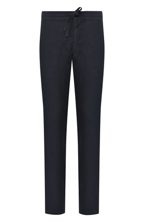 Мужские льняные брюки 120% LINO темно-синего цвета, арт. R0M299M/0253/000 | Фото 1 (Материал внешний: Лен; Длина (брюки, джинсы): Стандартные; Случай: Повседневный; Стили: Кэжуэл)