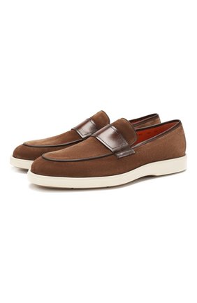 Мужские замшевые лоферы SANTONI коричневого цвета по цене 39600 руб., арт. MGDT17101PCUEWICS50 | Фото 1 Мужские замшевые лоферы SANTONI коричневого цвета, арт. MGDT17101PCUEWICS50 | Фото 1