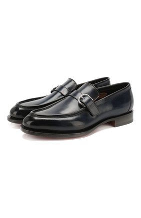 Мужские кожаные лоферы SANTONI темно-синего цвета по цене 76900 руб., арт. MCCG17082MC3HVVDU32 | Фото 1 Мужские кожаные лоферы SANTONI темно-синего цвета, арт. MCCG17082MC3HVVDU32 | Фото 1