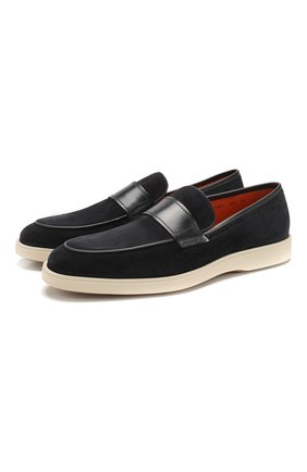 Мужские замшевые лоферы SANTONI темно-синего цвета по цене 39600 руб., арт. MGDT17101PCUEWICU60 | Фото 1 Мужские замшевые лоферы SANTONI темно-синего цвета, арт. MGDT17101PCUEWICU60 | Фото 1